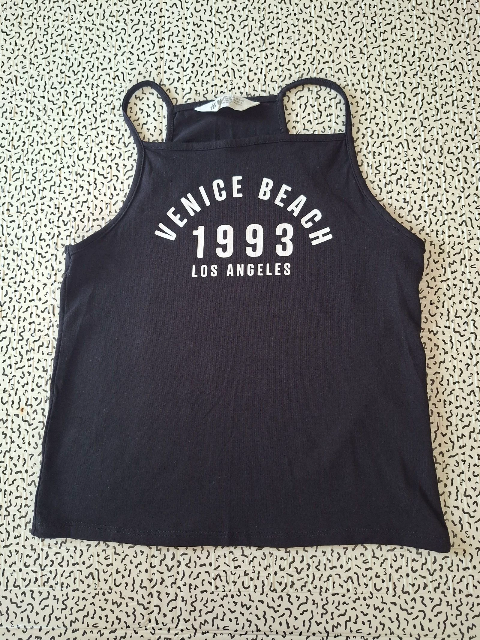 Débardeur H&M fille 10-12 ans 146/152 noir Venice Beach Los Angeles 1993